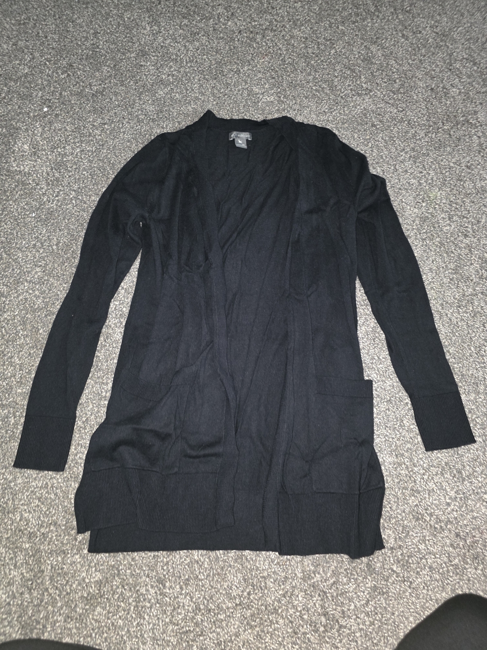 Eddie Bauer Black Open-Front Long Cardigan